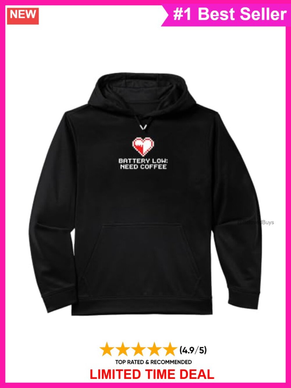 8-Bit Coffee Graphic Performance Hoodie Polyester Kangaroo Pocket